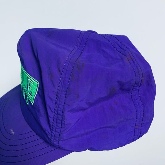 Made in the USA Vintage Eagle Snacks 90s Y2K Purple Lime Green Snapback Hat - Picture 2 of 5